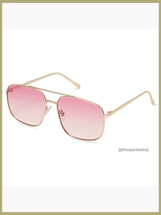 Metal Frame Square Aviator Sunglasses with UV400 Protection